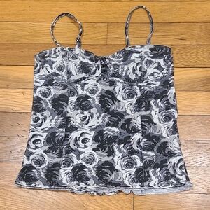 Floral Black and Gray Women's Top